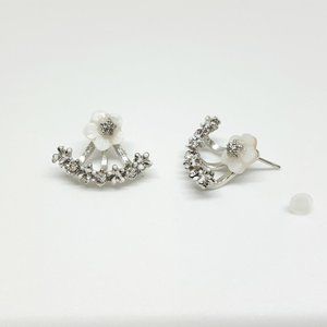 Fifth Avenue Delicate White Flower Earring Jacket and Cuff Earring